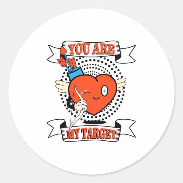 Sticker Rond Tu Es Mon Coeur Cible (Devant)