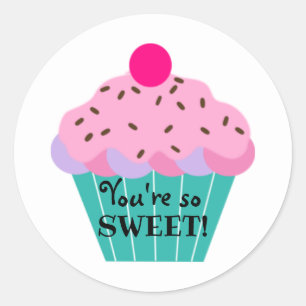 Sticker Rond Tu es tellement gentil ! Pastel Cute Cupcake