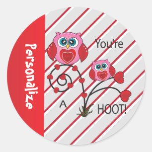 Sticker Rond Tu es un hibou de la Saint-Valentin