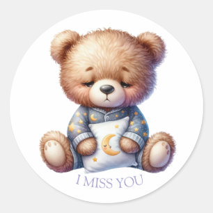 Sticker Rond Tu me manques peluche