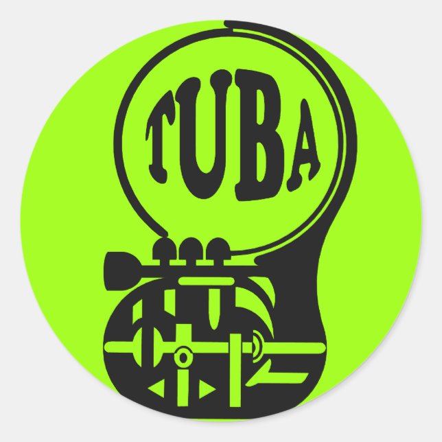 Sticker Rond TUBA, Joueur Tuba (Devant)
