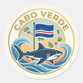 Sticker Rond Tubarões Azuis - Cabo Verde
