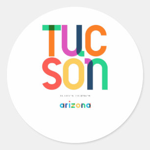 Sticker Rond Tucson Arizona Mid Century, Pop Art,