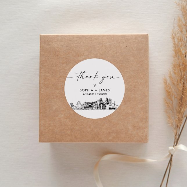 Sticker Rond Tucson Merci Favor 3" (feuille de 6) (Créateur téléchargé)