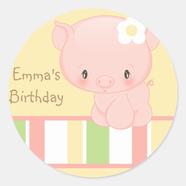 Sticker Rond Tudles Ferme Cochon Anniversaire-Enveloppe Sceau (Devant)