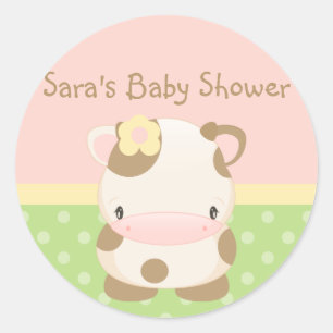 Sticker Rond Tudles Ferme Moo-Vache Baby shower-Enveloppe Sceau