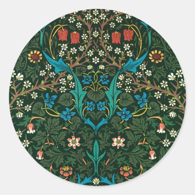Sticker Rond Tulip, célèbre motif de William Morris, (Devant)