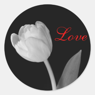 Sticker Rond Tulipe noire et blanche, Amour