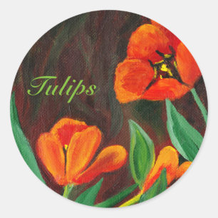 Sticker Rond Tulipe rouge