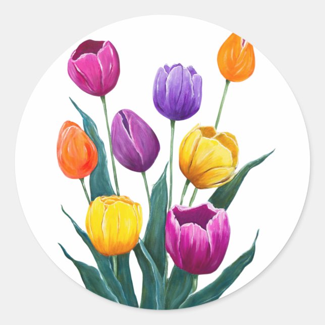 Sticker Rond Tulipes colorées (Devant)