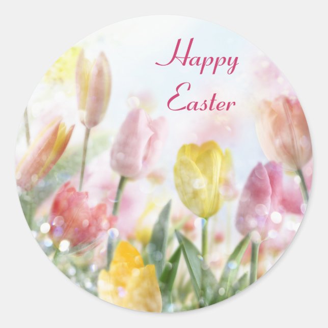 Sticker Rond Tulipes pascales Pastel (Devant)