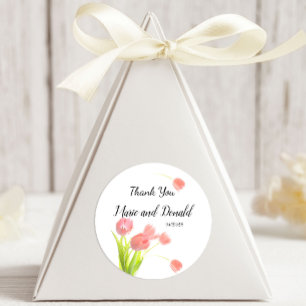 Sticker Rond Tulipes roses tendres
