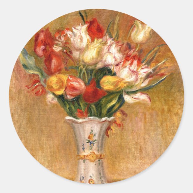 Sticker Rond Tulips par Auguste Renoir (Devant)