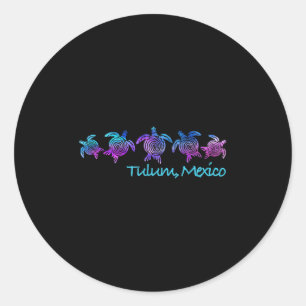 Sticker Rond Tulum Beach Design _ Cadeau de tortue tribale