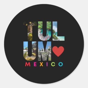 Sticker Rond Tulum Mexique Vacances Plage Groupe Familial Assor