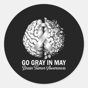 Sticker Rond Tumeur cérébrale sensibilisation porter gris en ma