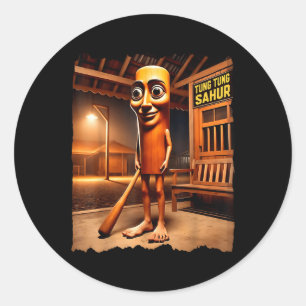 Sticker Rond Tung-tung-sahur Italian-brainrot Drôle Hommes Géné