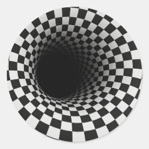 Sticker Rond Tunnel d'illusion optique en noir et blanc