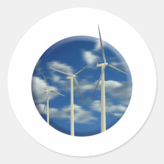 Sticker Rond Turbine éolienne d'énergie verte