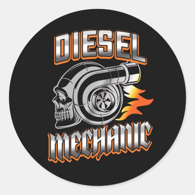 Sticker Rond Turbocompresseur mécanique diesel Crâne (Devant)