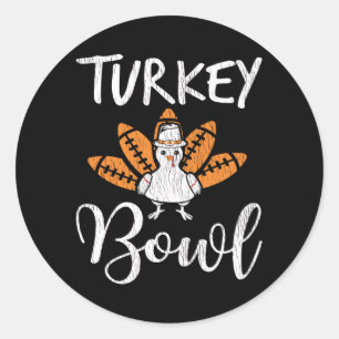 Sticker Rond Turkey Football Thanksgiving Family Football Lover