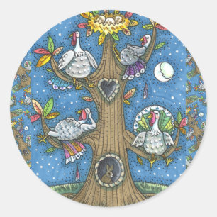 STICKER ROND TURQUIE ARBRE, GRÂCE À DES GOBBERS AMUSANTS QUI SE
