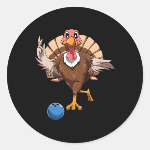 Sticker Rond Turquie Bowling Thanksgiving Turquie Jouer Bowling