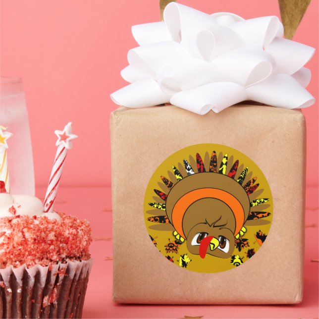 Sticker Rond Turquie mignonne (Fête)