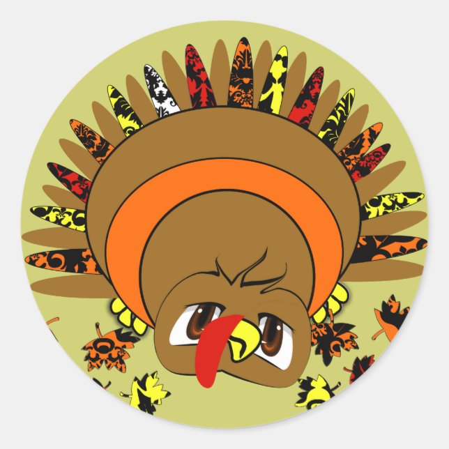Sticker Rond Turquie mignonne (Devant)