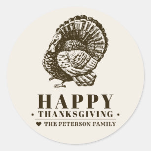 Sticker Rond Turquie sauvage Sceau d'enveloppe de Thanksgivin