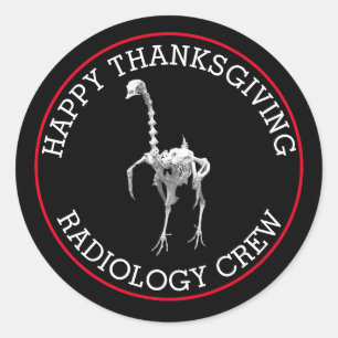 Sticker Rond Turquie Skeleton Thankesgiving