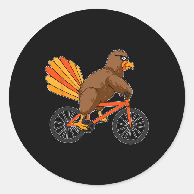 Sticker Rond Turquie vélo vélo d'appartement Thanksgiving Day C (Devant)