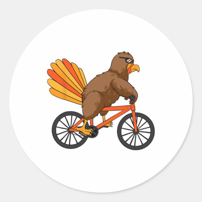 Sticker Rond Turquie vélo vélo d'appartement Thanksgiving Day C (Devant)