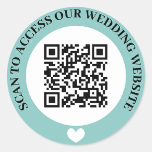 Sticker Rond Turquoise Access Mariage Site Web Coeur QR Code