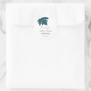 Sticker Rond Turquoise Automne Feuille d'érable Mariage Faveurs