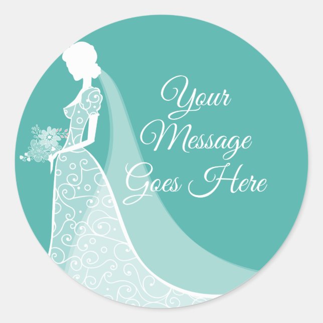 Sticker Rond Turquoise Blanc Elegant Fête des mariées de dentel (Devant)