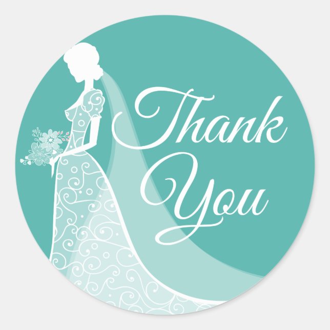 Sticker Rond Turquoise Blanc Elegant Fête des mariées de dentel (Devant)
