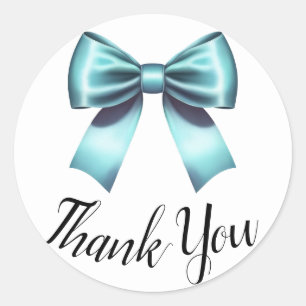Sticker Rond Turquoise Bleu Nœud Élégant Mariage Shower de Mari