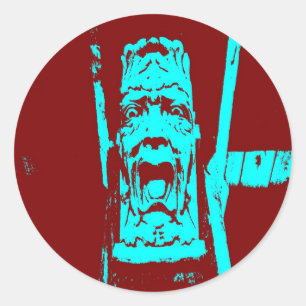 Sticker Rond Turquoise Bourgogne face bizarre
