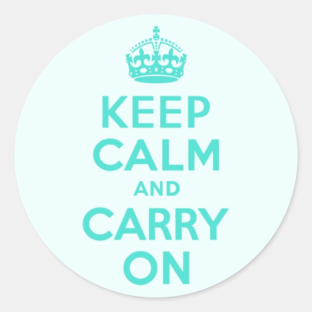 Sticker Rond Turquoise et azur Gardez le calme et continuez (Devant)