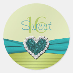 Sticker Rond Turquoise et Parties scintillant de citron vert Sw