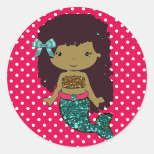 Sticker Rond Turquoise et sirène ethniques de roses indien