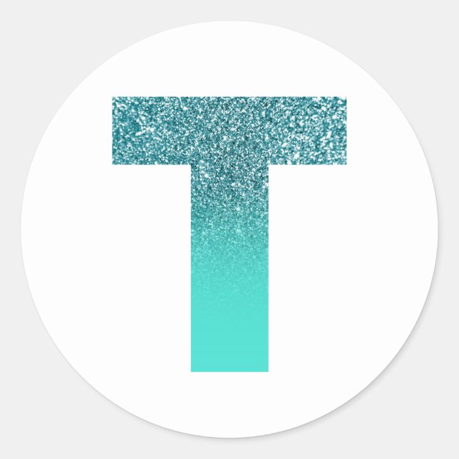 Sticker Rond Turquoise et Turquoise Ombre Parties scintillant M (Devant)