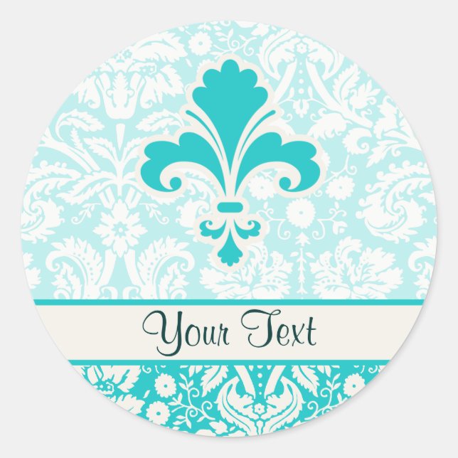 Sticker Rond Turquoise Fleur de lis (Devant)