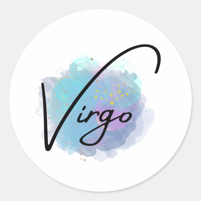 Sticker Rond Turquoise Galaxie Bleue Vierge Zodiac Constellatio (Devant)
