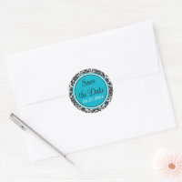 Turquoise, Noir, Mariage damassé blanche