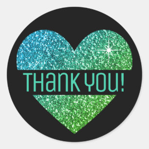 Sticker Rond Turquoise Ombre Parties scintillant Amour Merci fo