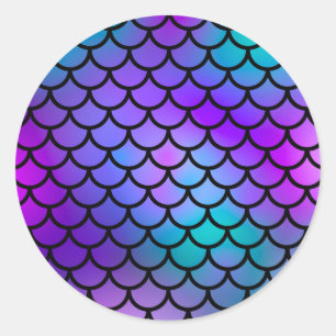 Sticker Rond Turquoise Pink Blue Mermaid Balances Imaginaire Po