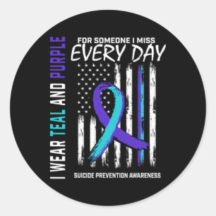 Sticker Rond Turquoise Purple Quelqu'Un Qui Me Manque Sensibili