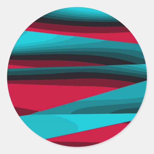 Sticker Rond Turquoise-rouge Abstrait (Devant)
